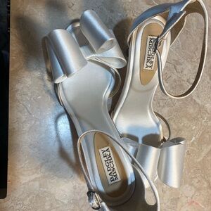 Badgley Mischka Satin Heels with Bow Accent